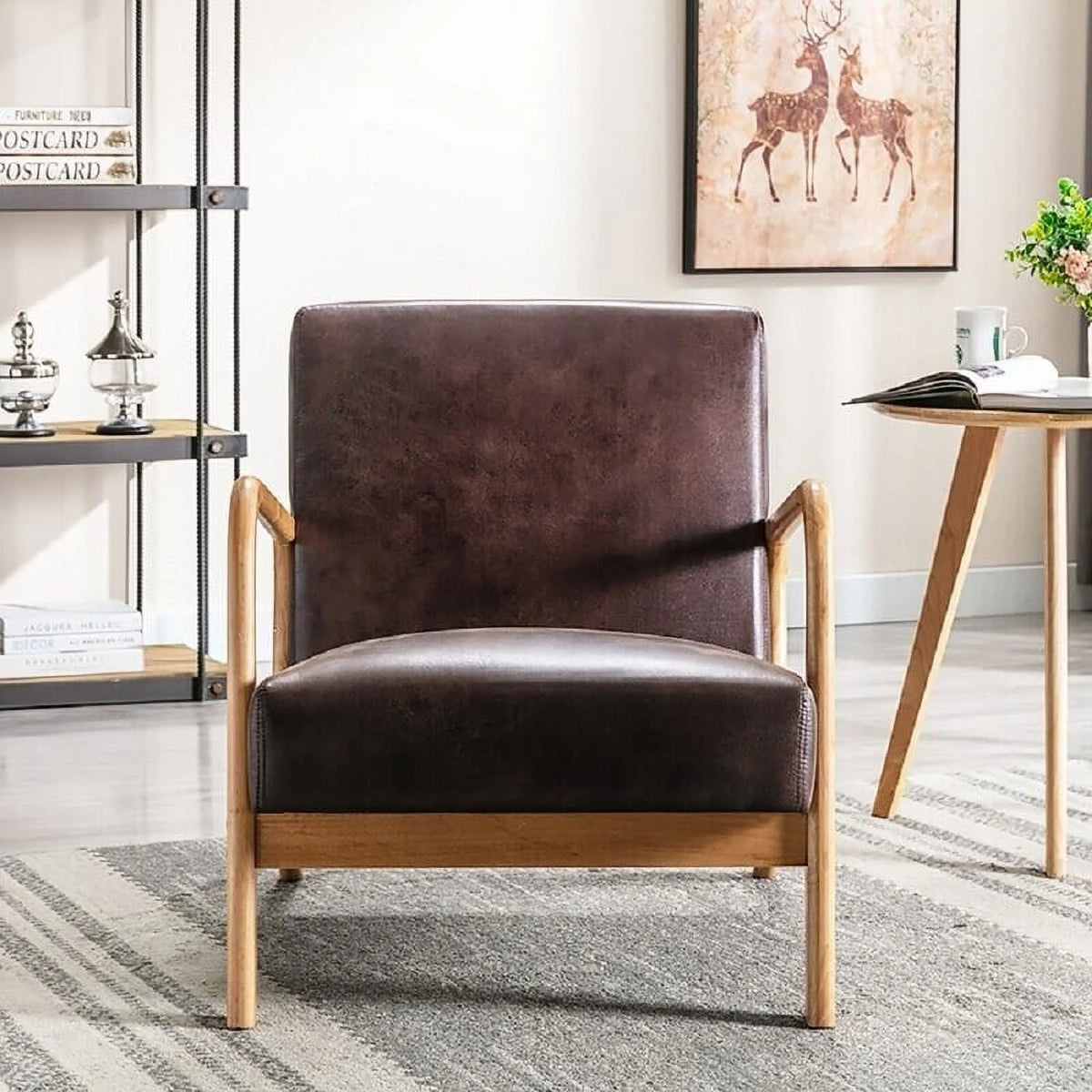 US Pride Furniture Glostrup Mid-Century Modern Vintage Armchair Brown