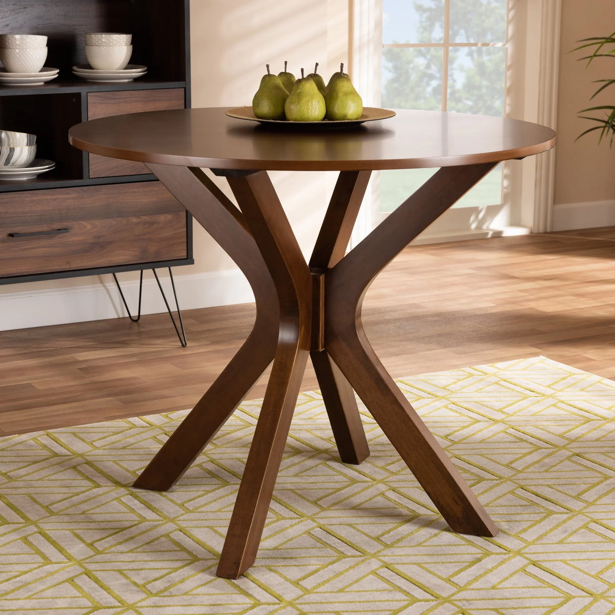 Baxton Studio Kenji Modern and Contemporary Walnut Brown Finished 35-Inch-Wide Round Wood Dining Table
