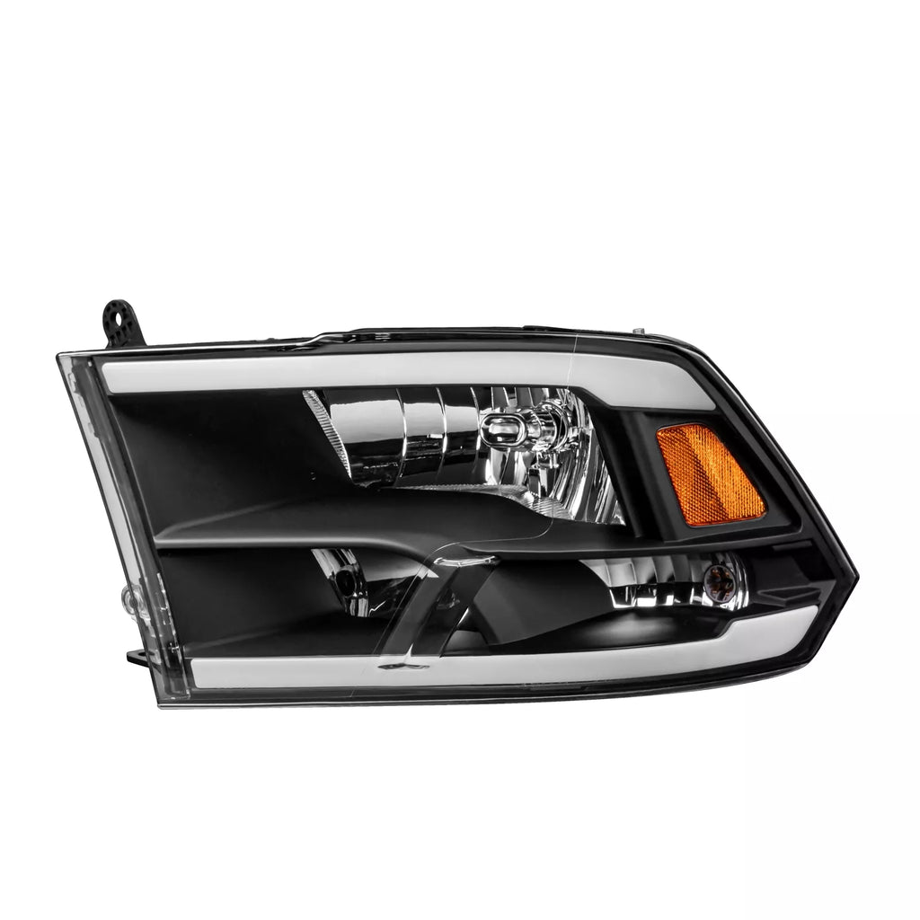 MOSTPLUS Pair LED DRL Chrome Headlight for 2009-2018 Dodge Ram 1500 2500 3500 Halogen