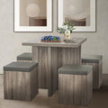 SUGIFT 5-Piece Dexter Dining Set with Storage Ottoman, Taupe
