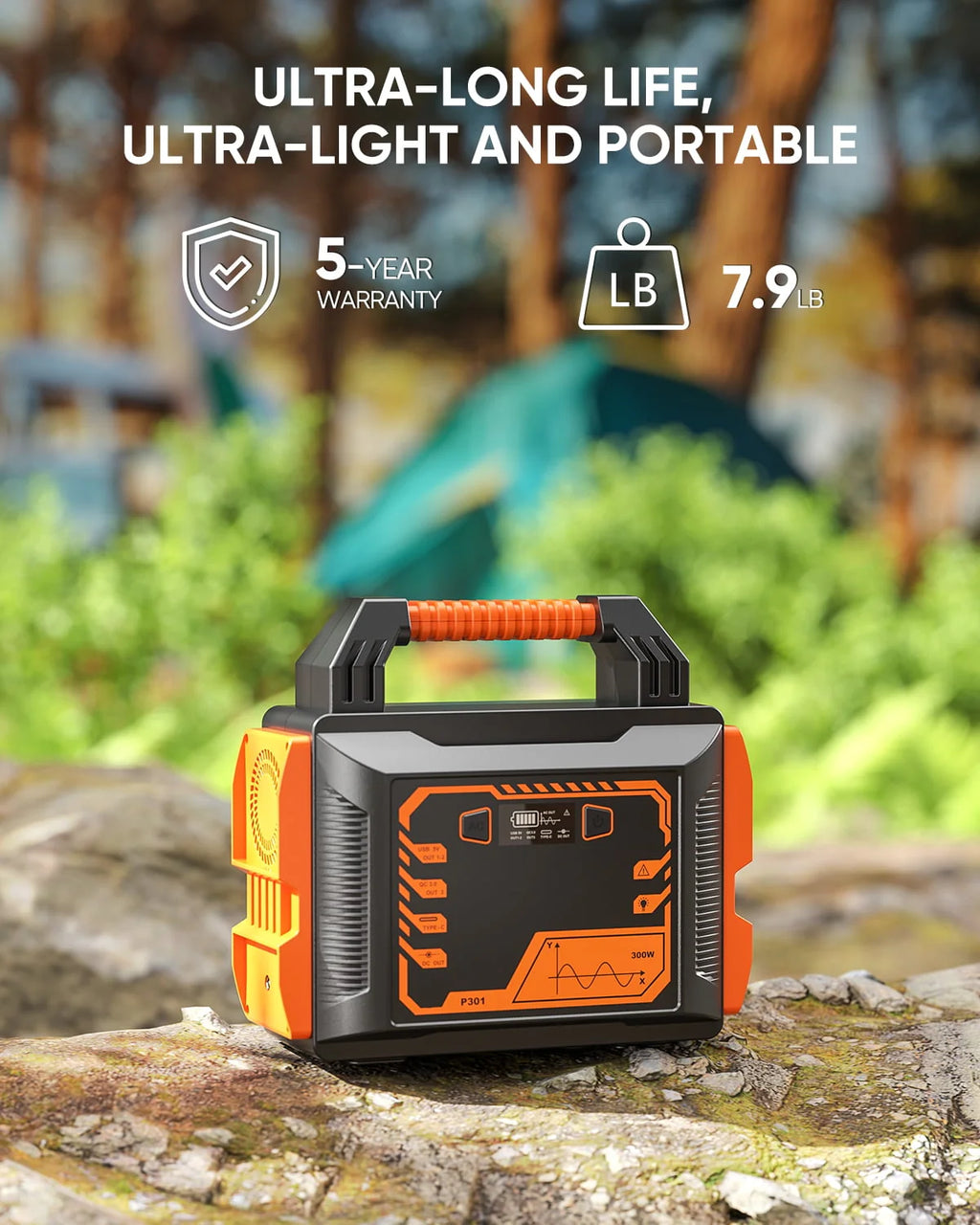 PRYMAX Portable Power Station 300W 296Wh 80000mAh, Peak 500W Rechargeable Lithium Battery Generator Home Emergency Backup