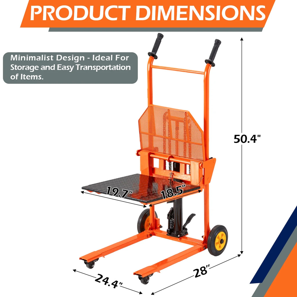 AECOJOY Hydraulic Material Lift Pallet Truck 500 Lbs,Lift Table Cart,32" Max Lift Height Pallet Truck Jack with Lockable Swivel Casters �C Ideal for Warehouse, Workshop and Garage Use