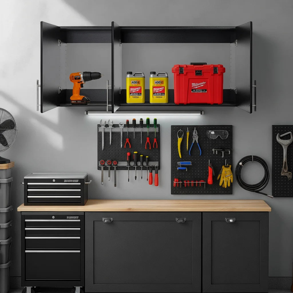 Prepac Elite Wall Cabinet, Versatile Adjustable Garage Wall Cabinet by Prepac, Tall 3-Door, 54"W x 24"H x 12"D, BEW-5424, Black