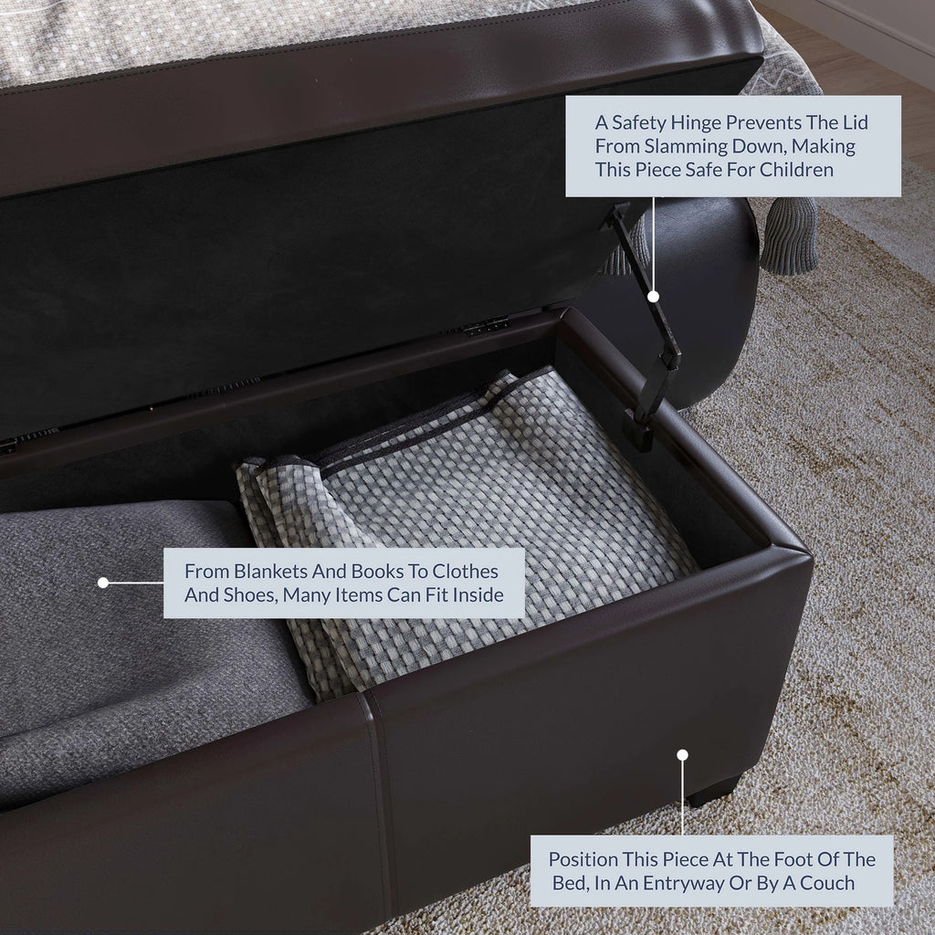 BELLEZE Storage Ottoman Bench Footstool - Amherst (Beige)