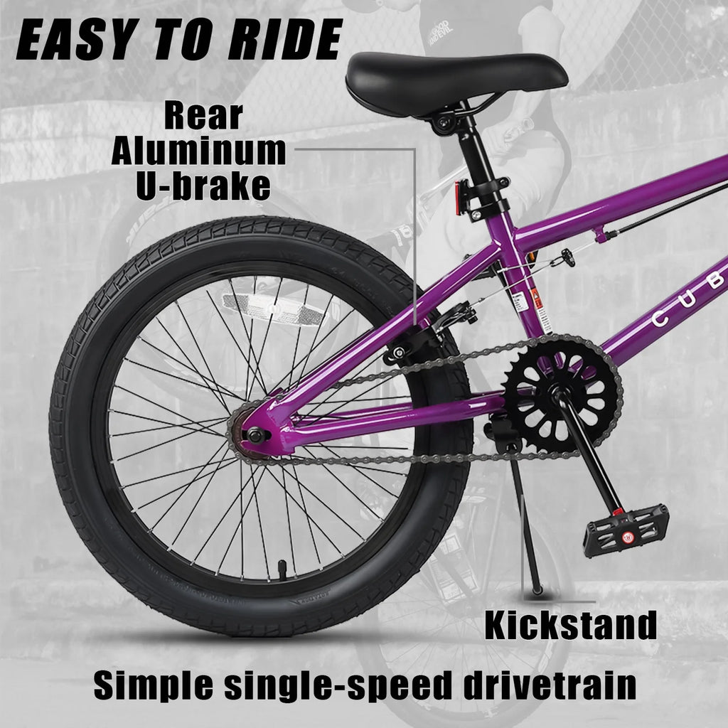 cubsala 20 in Freestyle BMX Kids Bike for Age 6-14 Years Old Boys Girls , Black & Green