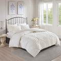 3 Piece Set Duvet Cover King Size, Soft Tufted Cotton Chenille Duvet Cover Set with 2 Pillow Shams and Corner ties, Breathable Bedding Comforter Cover for All Season, Off White
