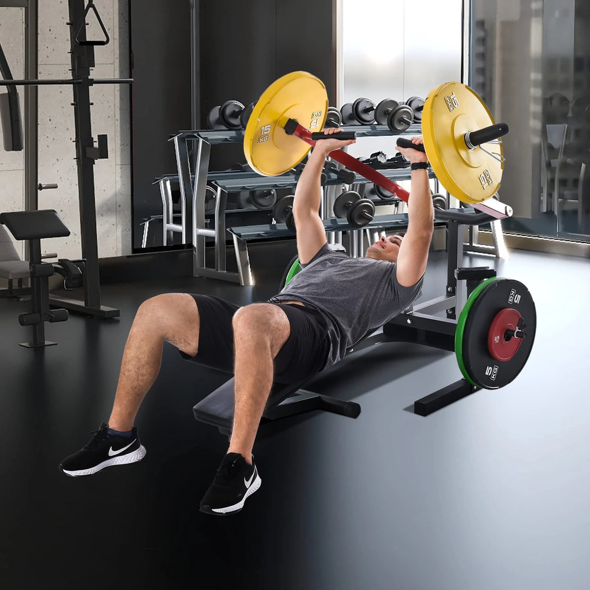 Euroco Weight Bench Press Machine Adjustable Flat Incline Bench for Chest & Arm Ab Workout, Home Gym Equipment