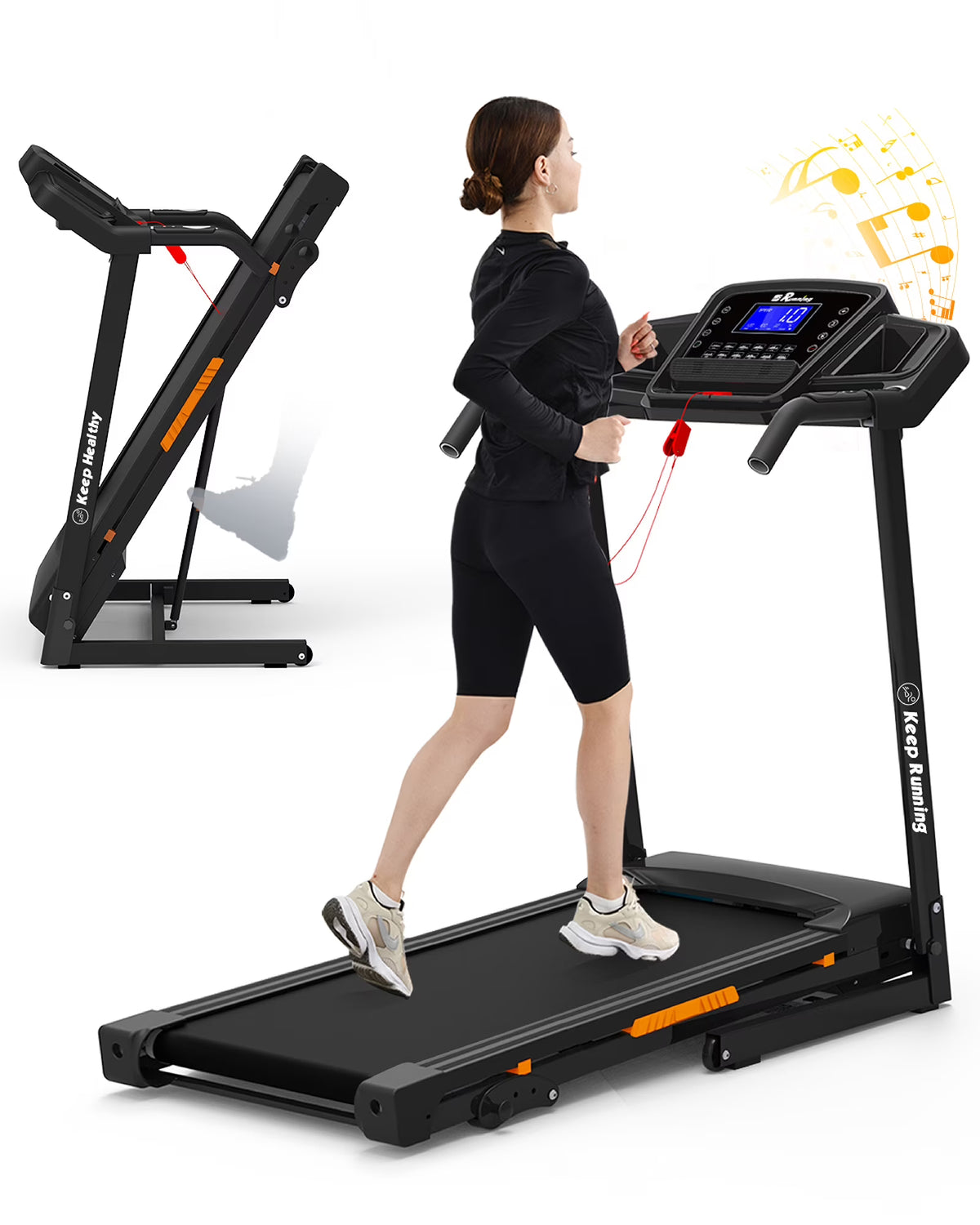 BTMWAY Foldable Treadmills for Home Clearance, Portable Treadmills Small Space Foldable, Running treadmill with handles, Walking Pad Treadmill with 330LBS Capacity, 3.5HP Walking Pad with Incline