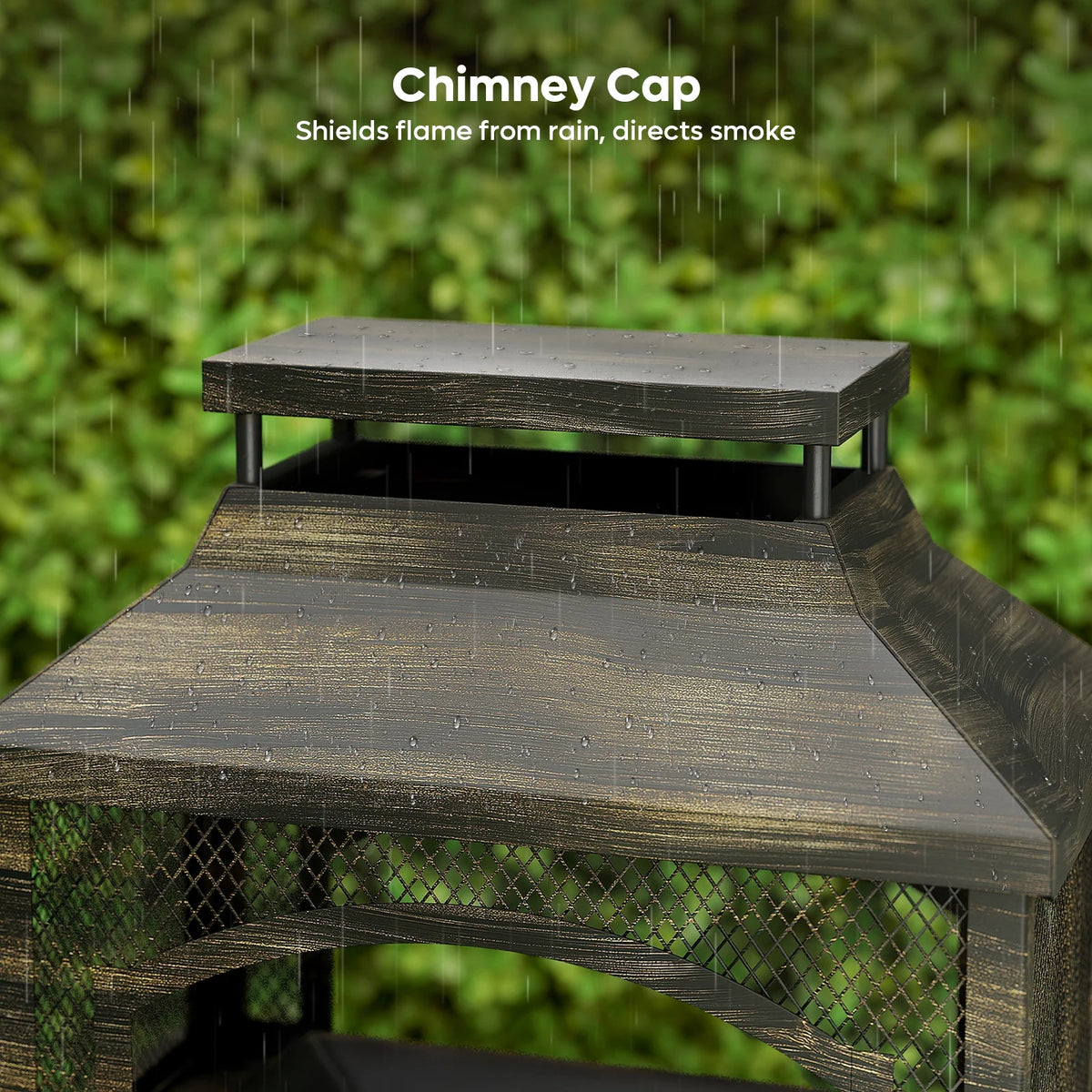 Bestier Fire Pits for Outside Wood Burning, Outdoor Fireplace with Log Storage Rack, Freestanding Chiminea Fireplace with Mesh Screen and Pocker for Backyard Patio Party Camping Picnic, 37"