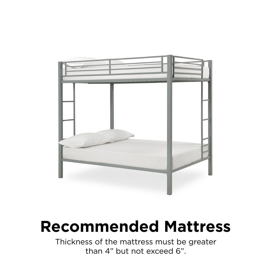 DHP Sidney Full over Full Metal Bunk Bed, Silver