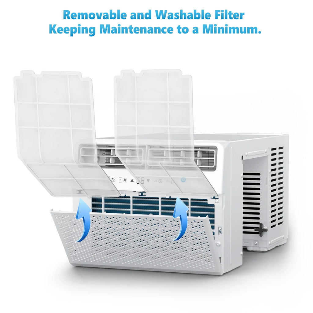 Crzoe Window Air Conditioner 10,000 BTU, Window AC Unit Cooling Room 450sq.ft, Dehumidifier Mode and 3 Fan Speed, 24H Timer, Saddle Mount, Quiet Operation, White