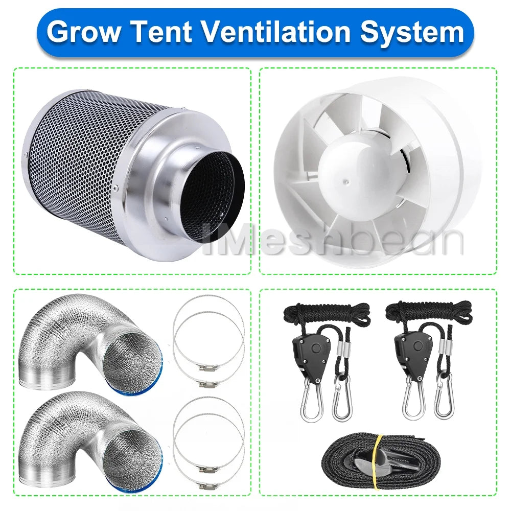 iMeshbean Upgraded 24"x24"x55" Complete Grow Tent Kit w/LED Full Spectrum Grow Light+Ventilation Inline Fan+Carbon Filter+Timer+Thermostat