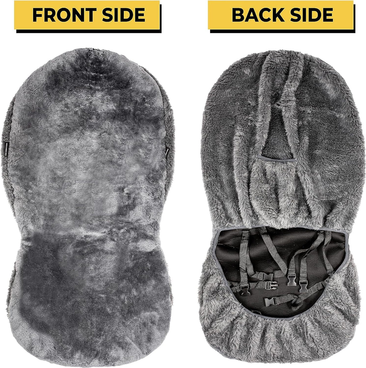 Zone Tech Genuine Sheepskin Ivory Car Seat Cover, Fluffy Luxury Wool Front Seat Covers, Universal Fits Car, Truck, SUV, & Van