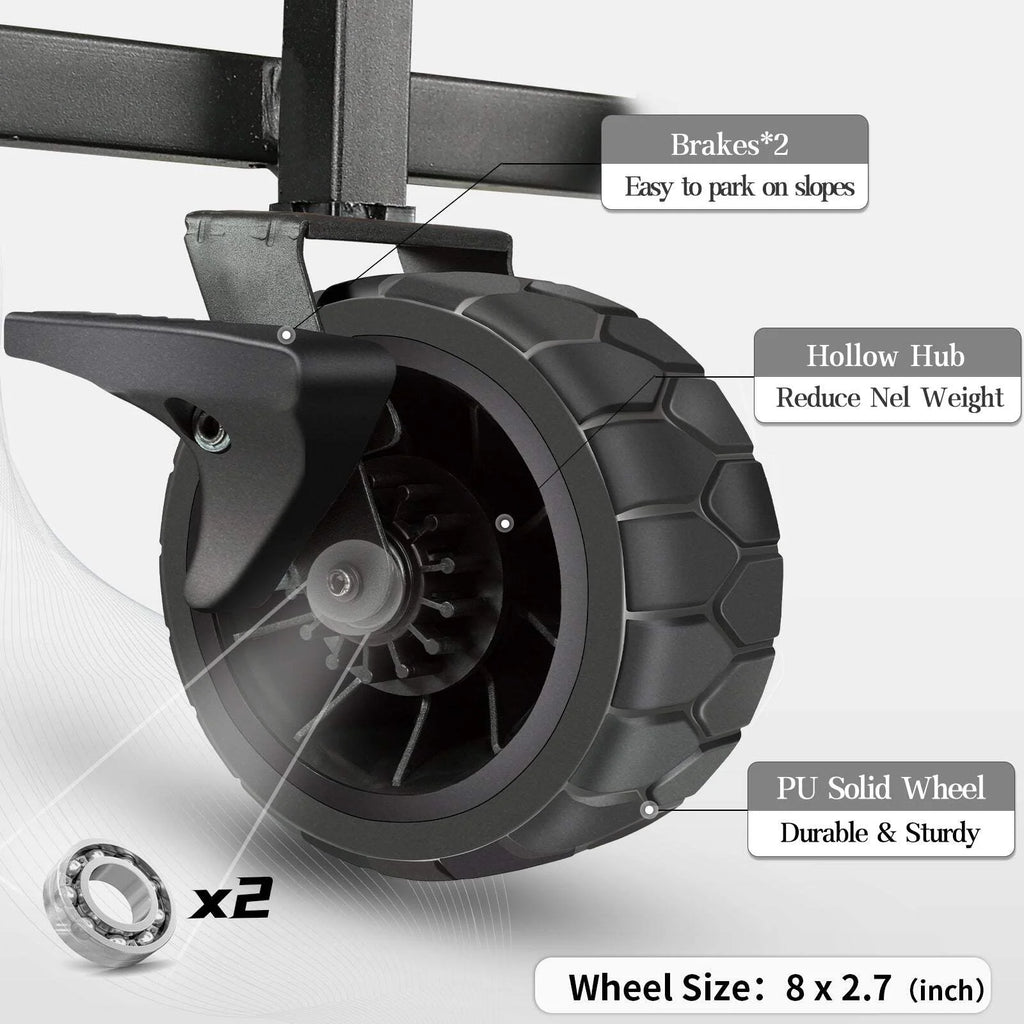 Collapsible Double Decker Wagon, Heavy Duty Foldable Wagon with All-Terrain Big Wheels, Beach Wagon for Camping, Sports, Shopping, Garden��