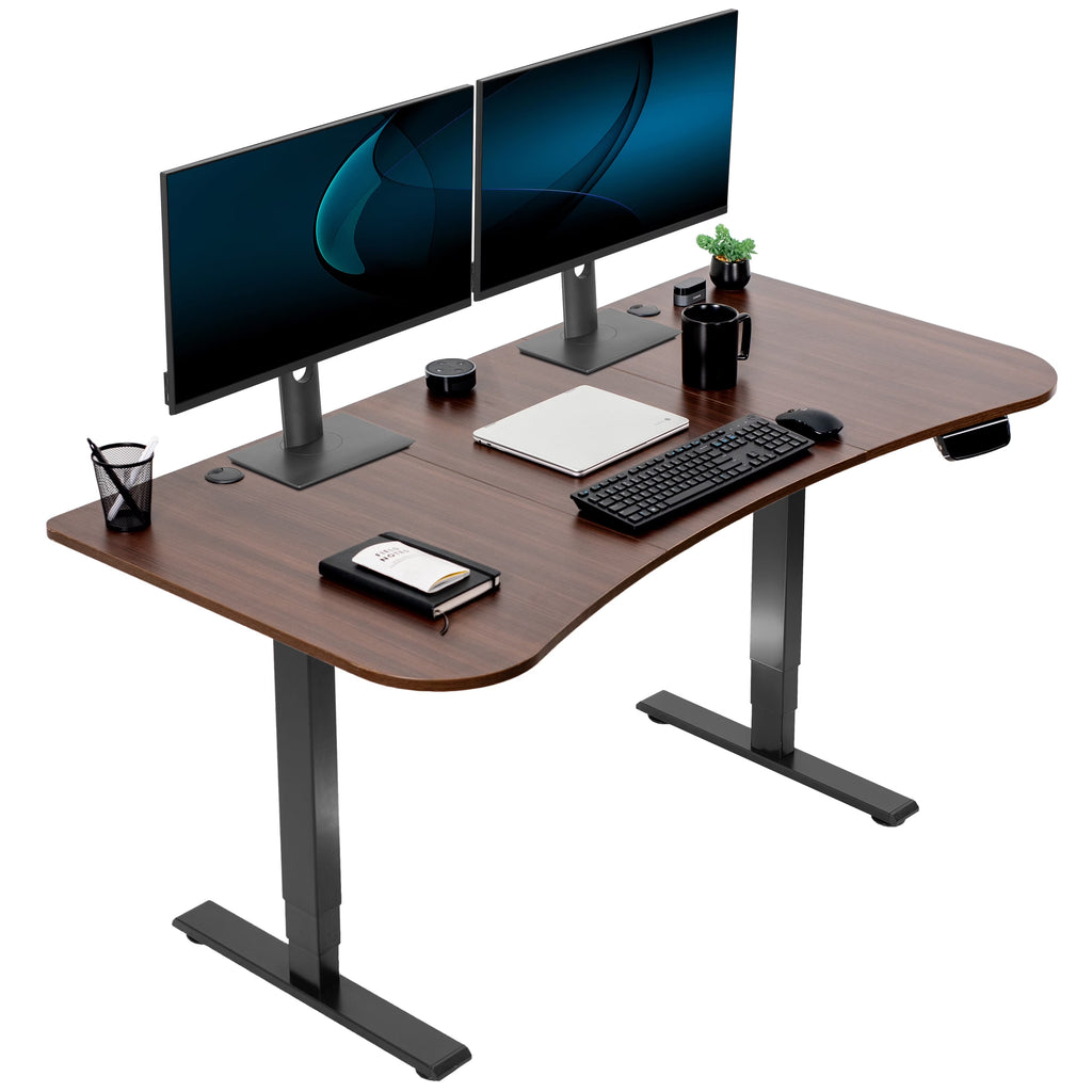 VIVO Reclaimed Wood / Black 63�?x 32�?Electric Height Adjustable Stand Up Desk