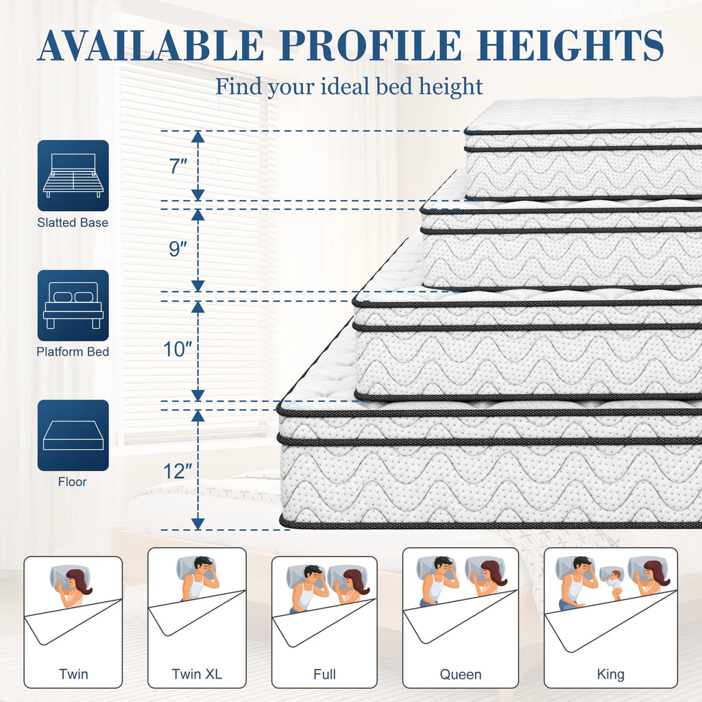 10 Inch Twin Mattress, CertiPUR-US Certified Memory Foam Hybrid Mattress in a Box, Medium Firm Bed Mattress for Kids, Teens & Adults, Neche Single Mattress with Pressure Relief & Support