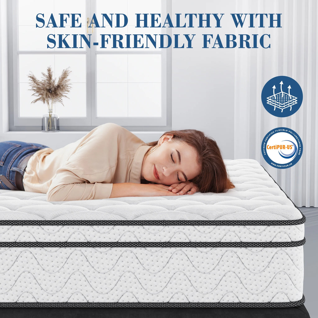 10 Inch Twin Mattress, CertiPUR-US Certified Memory Foam Hybrid Mattress in a Box, Medium Firm Bed Mattress for Kids, Teens & Adults, Neche Single Mattress with Pressure Relief & Support