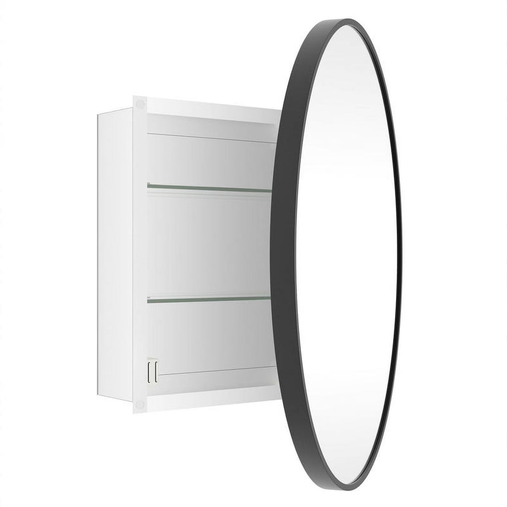 WallBeyond Bathroom Medicine Cabinet with Round Mirror Aluminum Framed 28", Gold