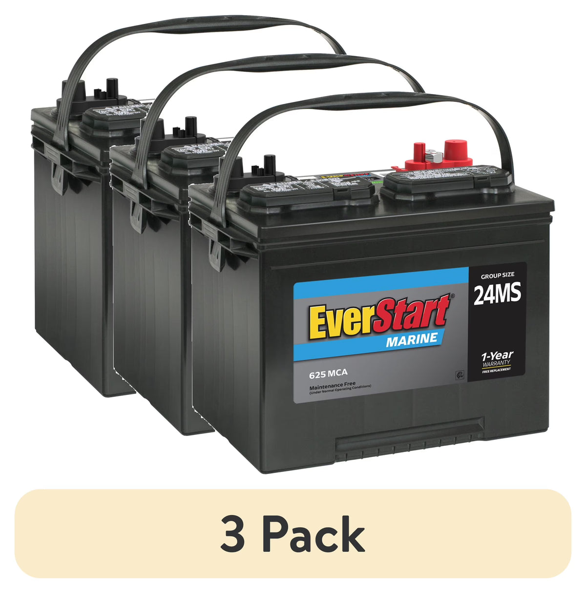 EverStart Lead Acid Marine Starting Battery, Group Size 24MS 12 Volt, 625 MCA*