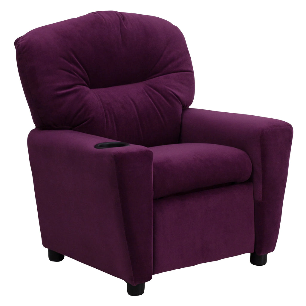Lancaster Home Contemporary Kids Recliner with Cup Holder Brown Microfiber