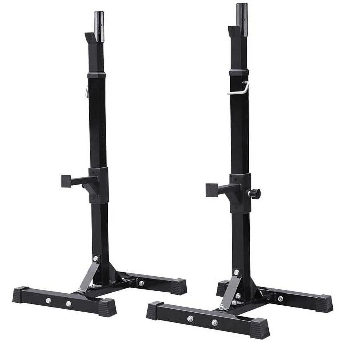 2-Piece Adjustable Squat Stand Rack or Barbell Free Press Bench, Black