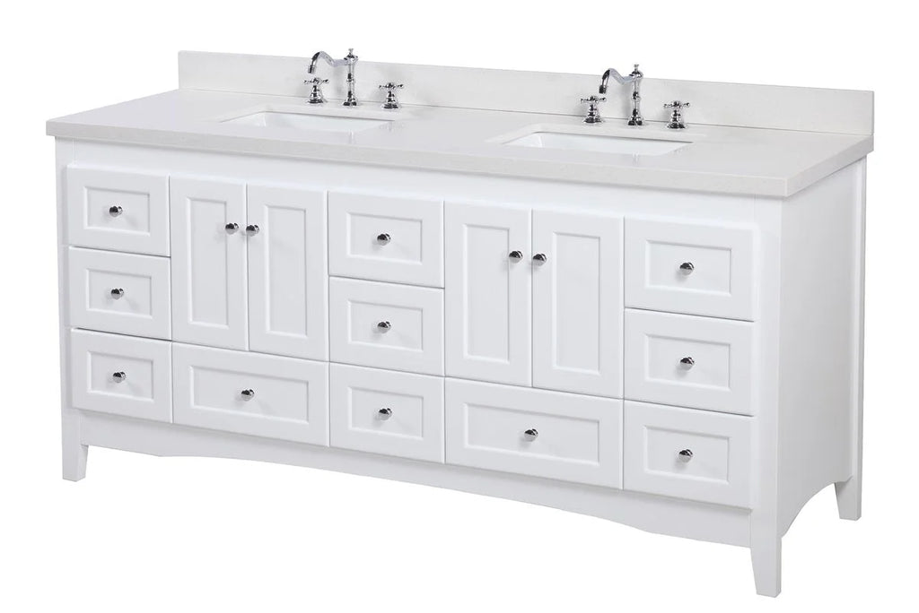 Abbey 72" Double Bathroom Vanity with Marine Gray Cabinet and Quartz Top