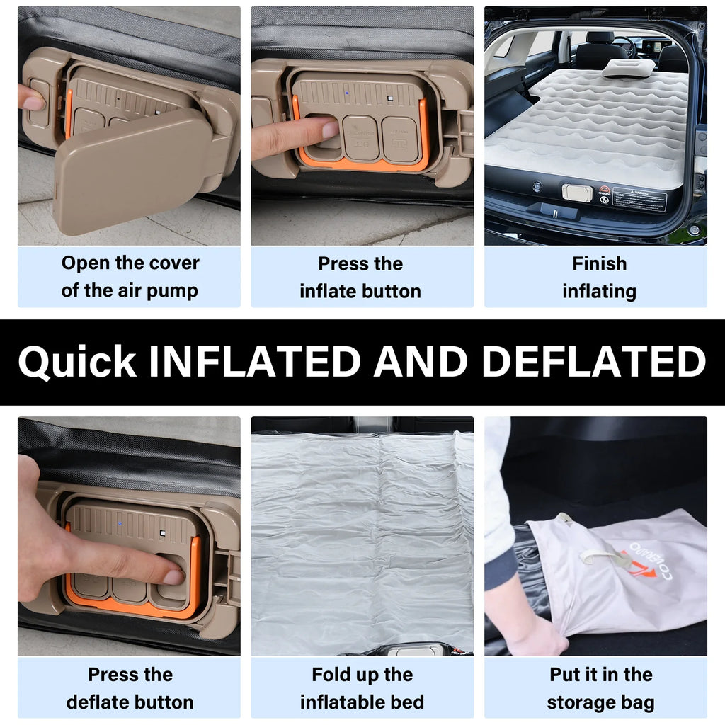 Coverado Car Air Mattress Custom Tesla Model Y 2021-2024, Inflatable Outdoor Camping Air Bed with Car Air Pump, Gray Thickened Flocking Air Bed