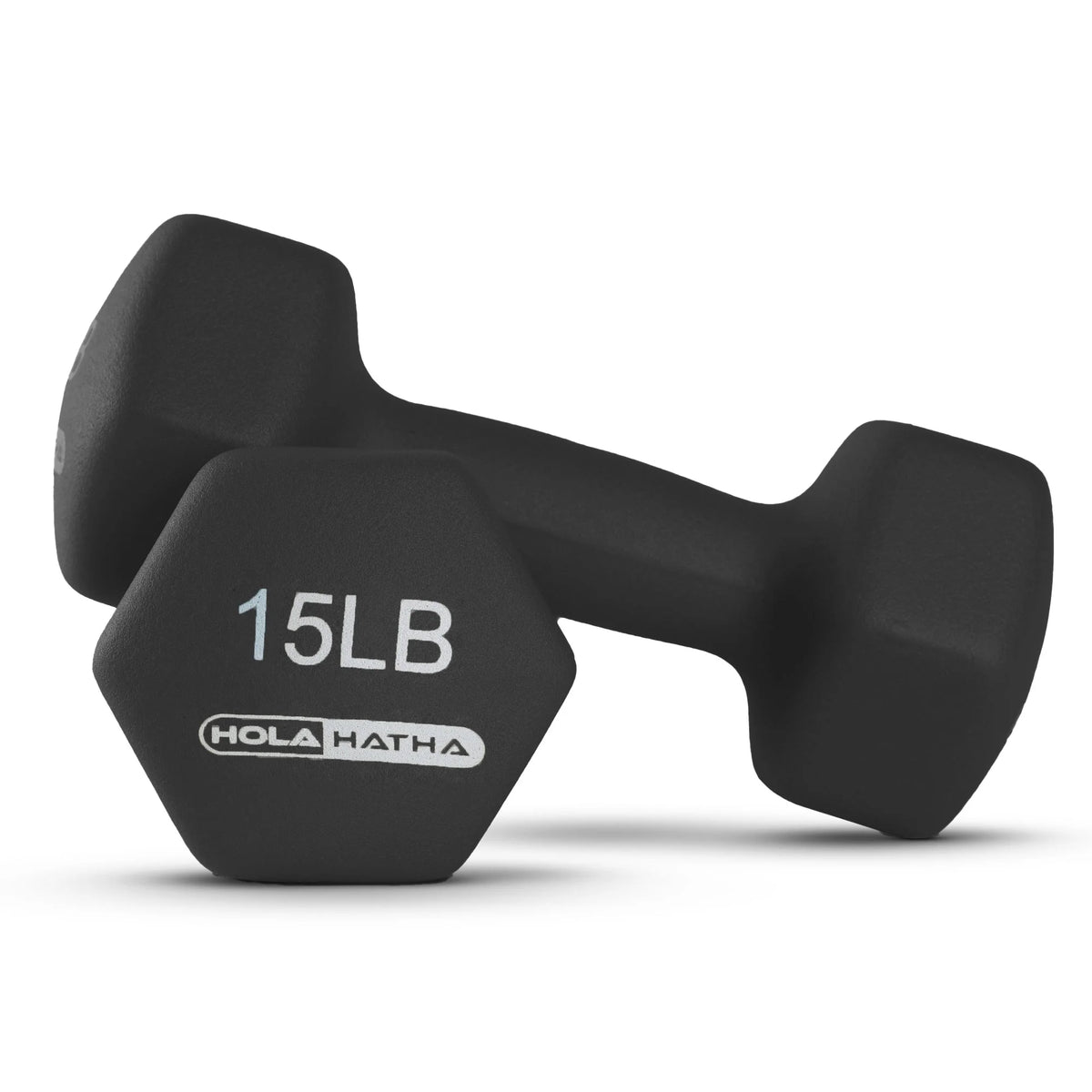 HolaHatha Neoprene Dumbbell Weight Set with Rack (Black), 112.5 lb