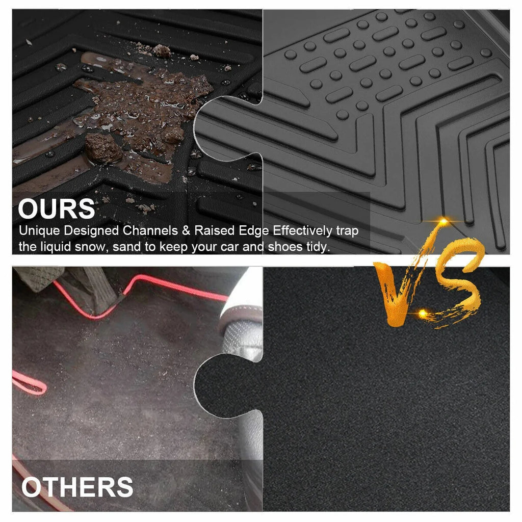 RVNI Floor Mat Liners for 2010 2011 2012 2013 2014 Ford F-150 Super Crew Cab All Weather Black 3pcs 3D TPE Liners
