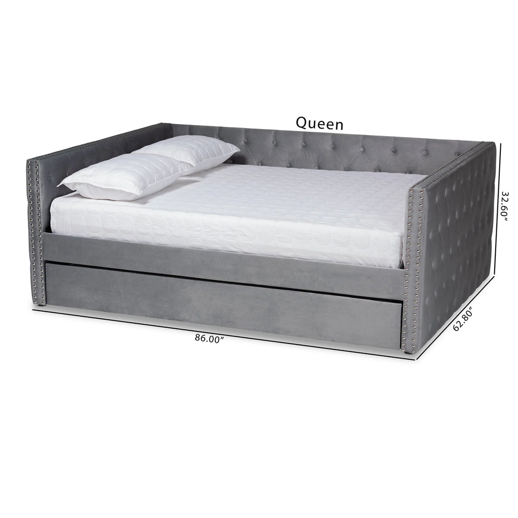 Baxton Studio Larkin Contemporary Upholstered with Trundle Daybed, Full, Grey