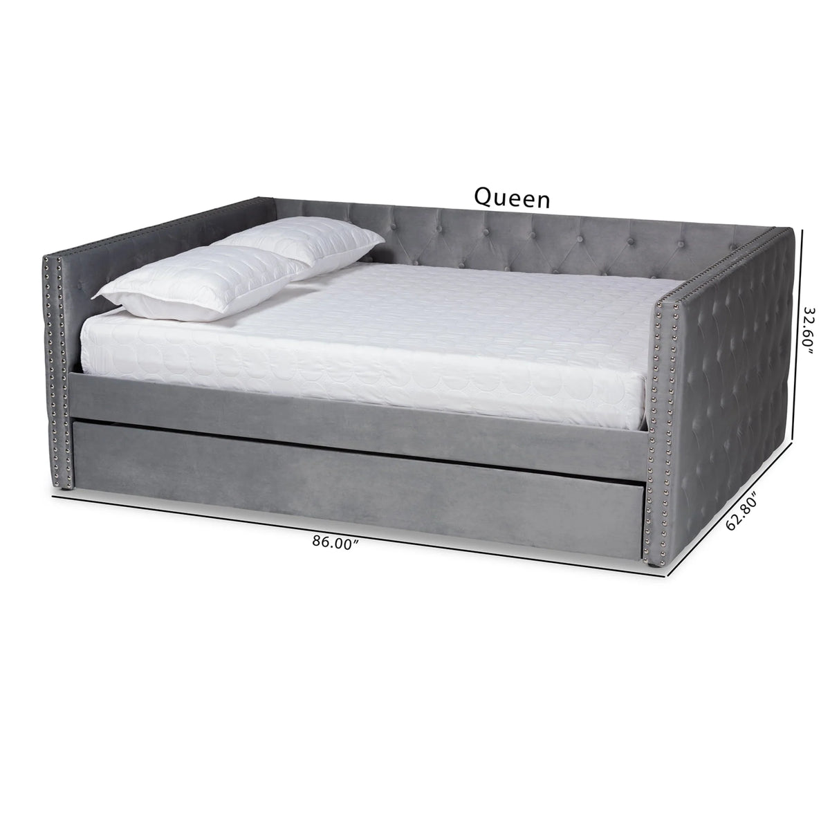 Baxton Studio Larkin Contemporary Upholstered with Trundle Daybed, Full, Grey