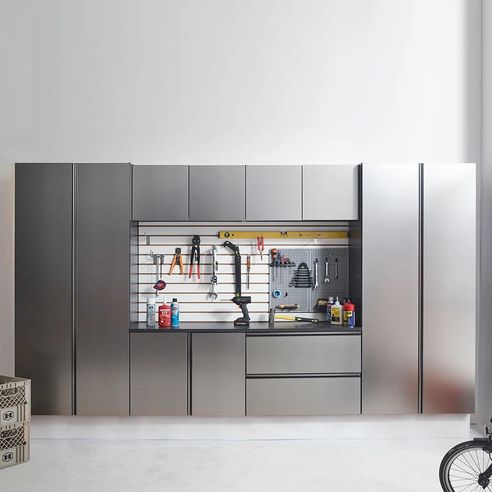 7-Piece Storage Cabinet Set, Modern Style Kitchen Furniture Set with Stand Cupboard and Console Table, Wall-Mounted or Free-standing Cabinet Set for Living Room, Kitchen, Dark Gray