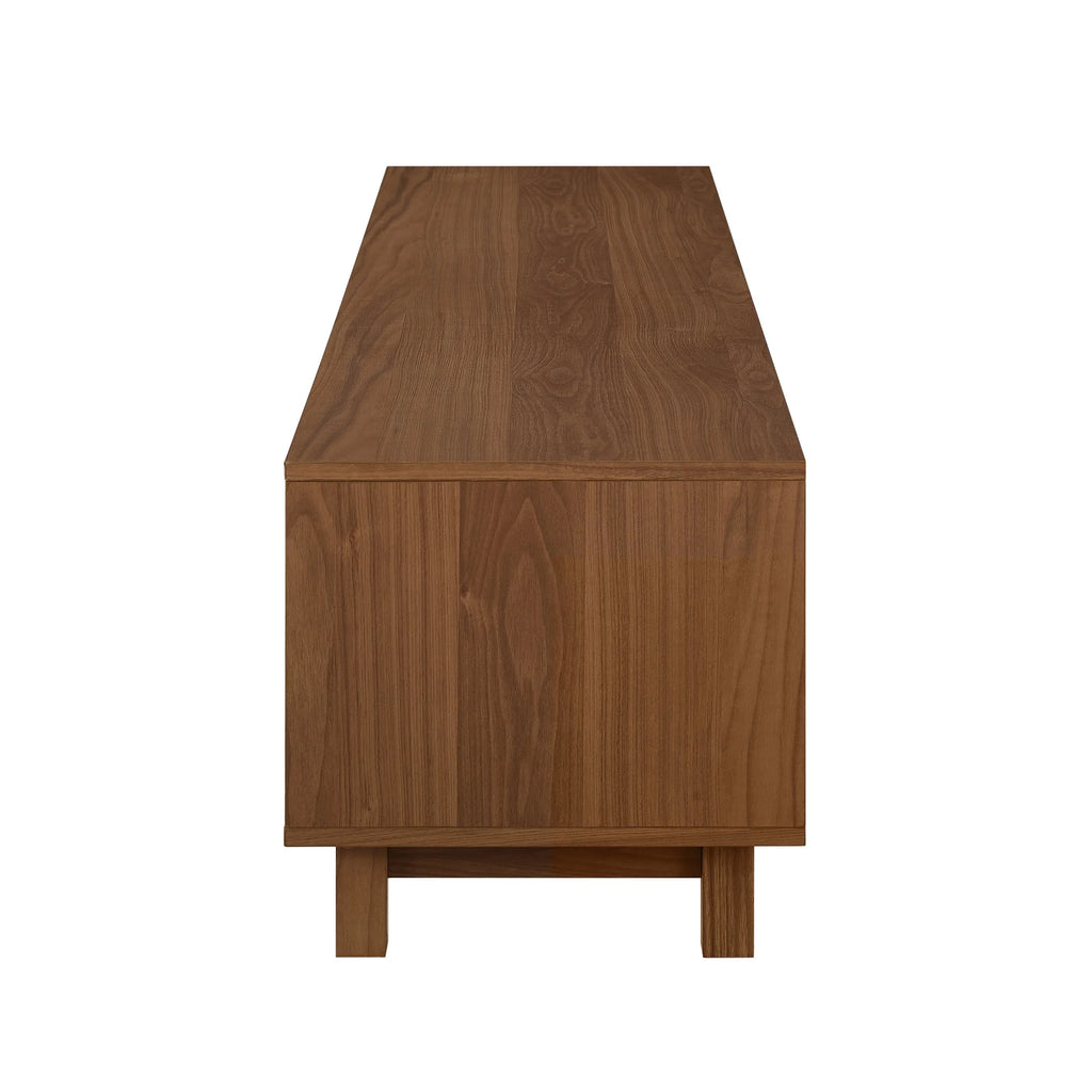 Walker Edison Mid-Century Modern Reeded 2-Door TV Stand for TVs up to 80��, Coastal Oak