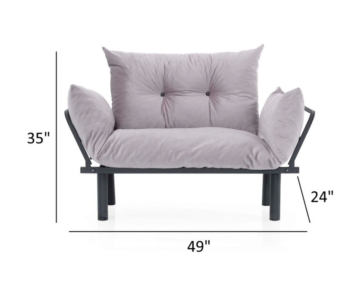 JINS&VICO Futon Love Seats with Adjustable Backrest, 2 Seat Convertible Sofa for Living Room, Small Space, Offices, Dorm, Studio,Sofa Chair(Pink)