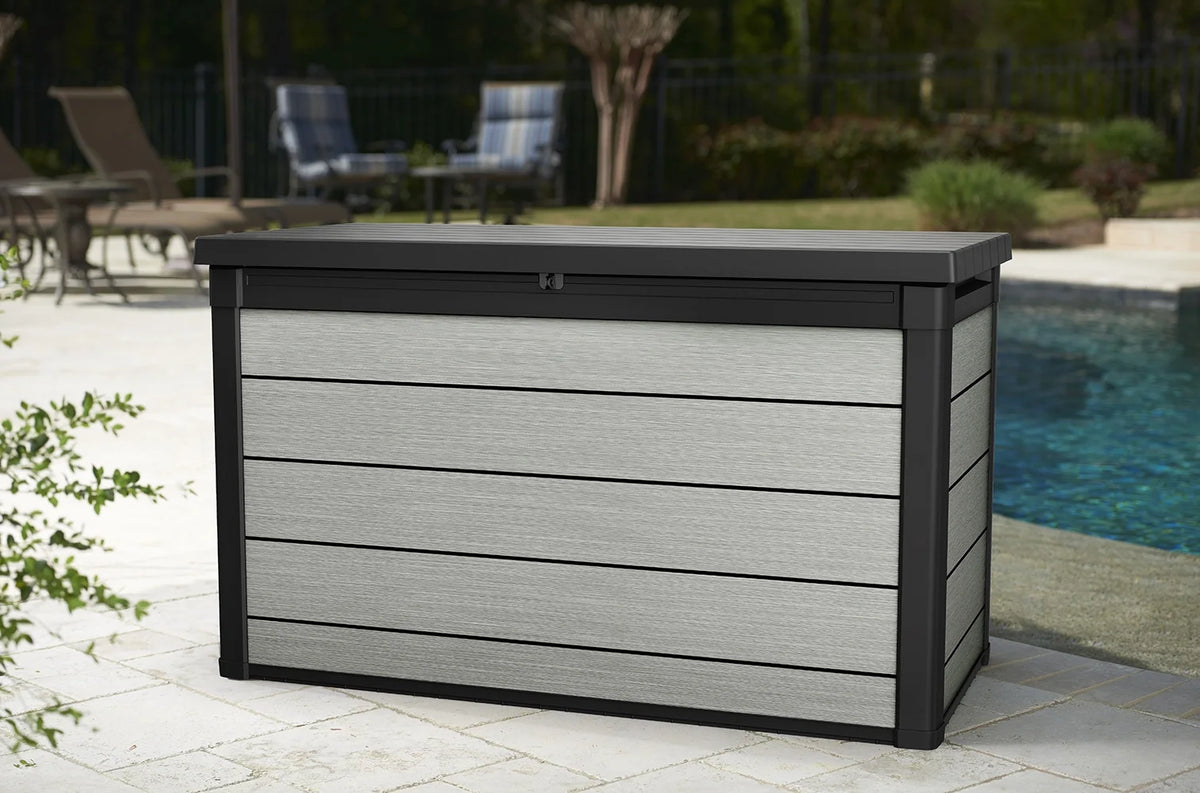 Keter Denali Grey 200 Gallon Durable Resin Outdoor Storage Deck Box Ideal Store Garden Tools and Pool Toys, Grey
