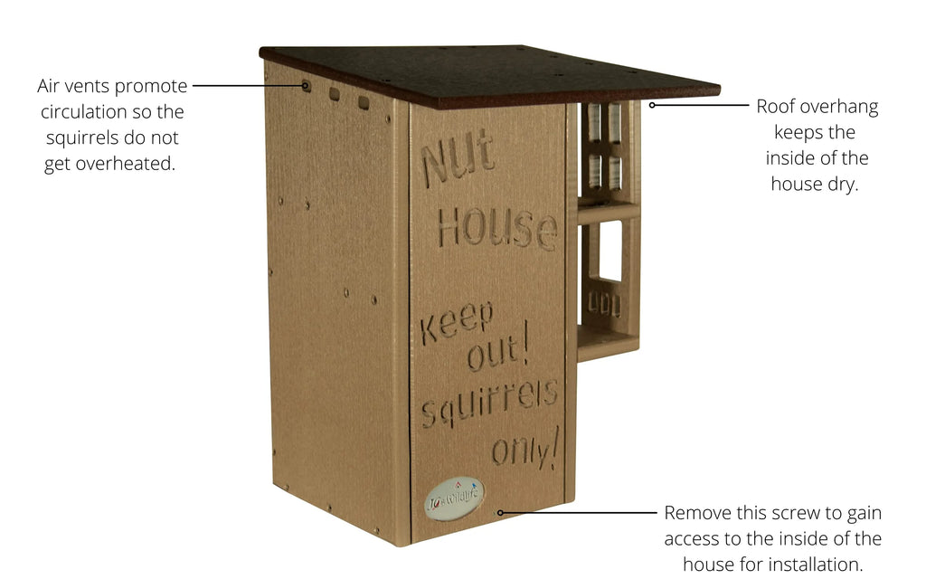 JCs Wildlife Ultimate Squirrel House Nesting Box (Blue/Gray) - A Perfect Home for Squirrels!