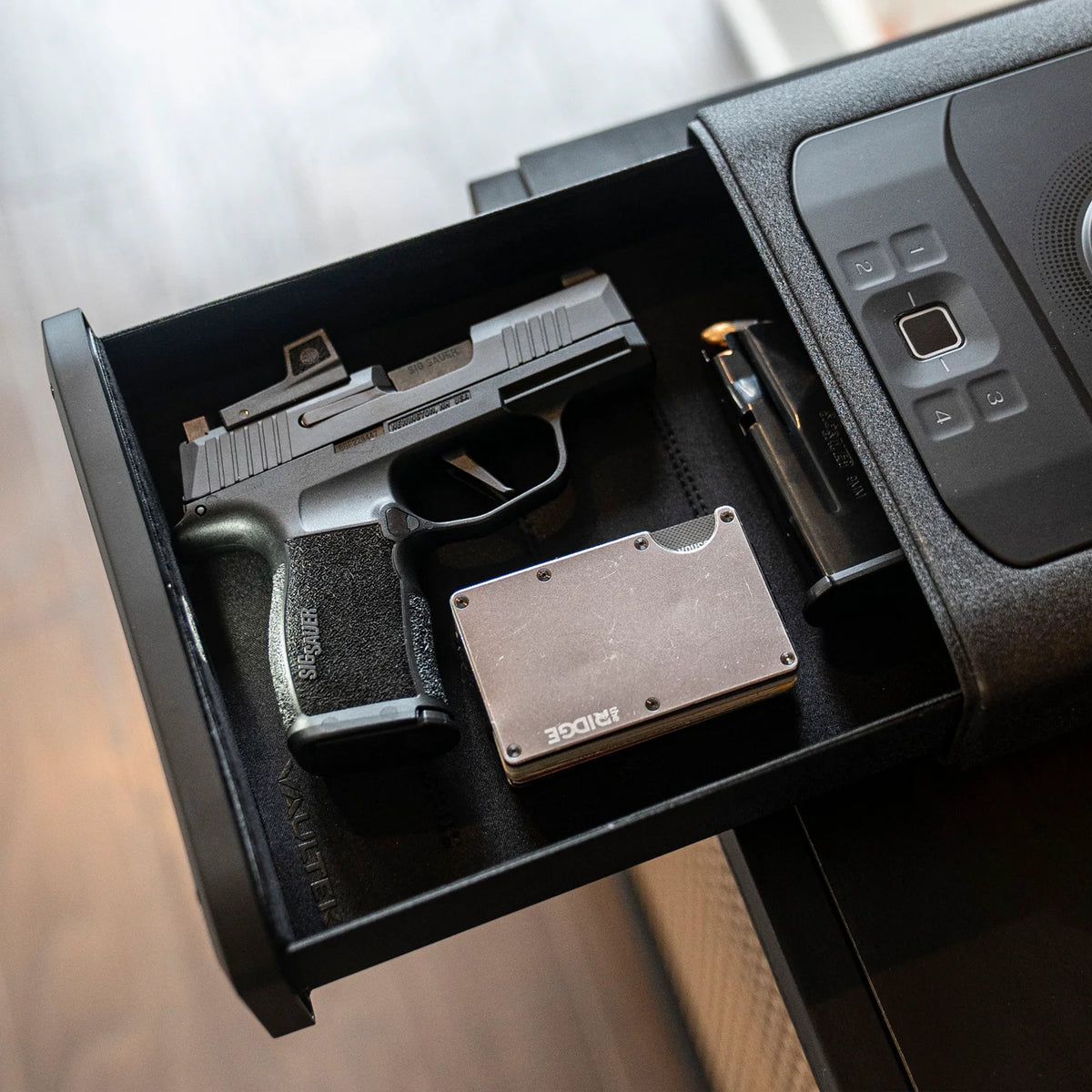 Vaultek? DS2i Smart Station Full-Size Modern Quick Access Safe with Biometric Scanner, Rugged Construction, Auto-Open Drawer, Mountable, Anti-Theft Protection, & Wireless Charging Pad