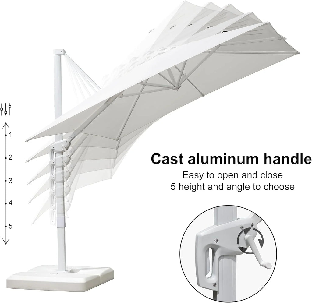 PURPLE LEAF 9 �� 11.5 FT Patio Umbrella White Cantilever Offset Umbrella Rectangle Outdoor Umbrella with 360�� Rotation for Garden Deck Pool, Beige