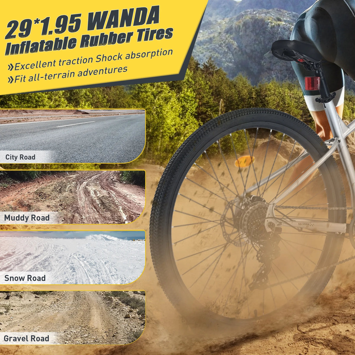 29" Mountain Bike 8 Speed Steel Frame City Bicycle with Front Suspension for Men Women, Gray