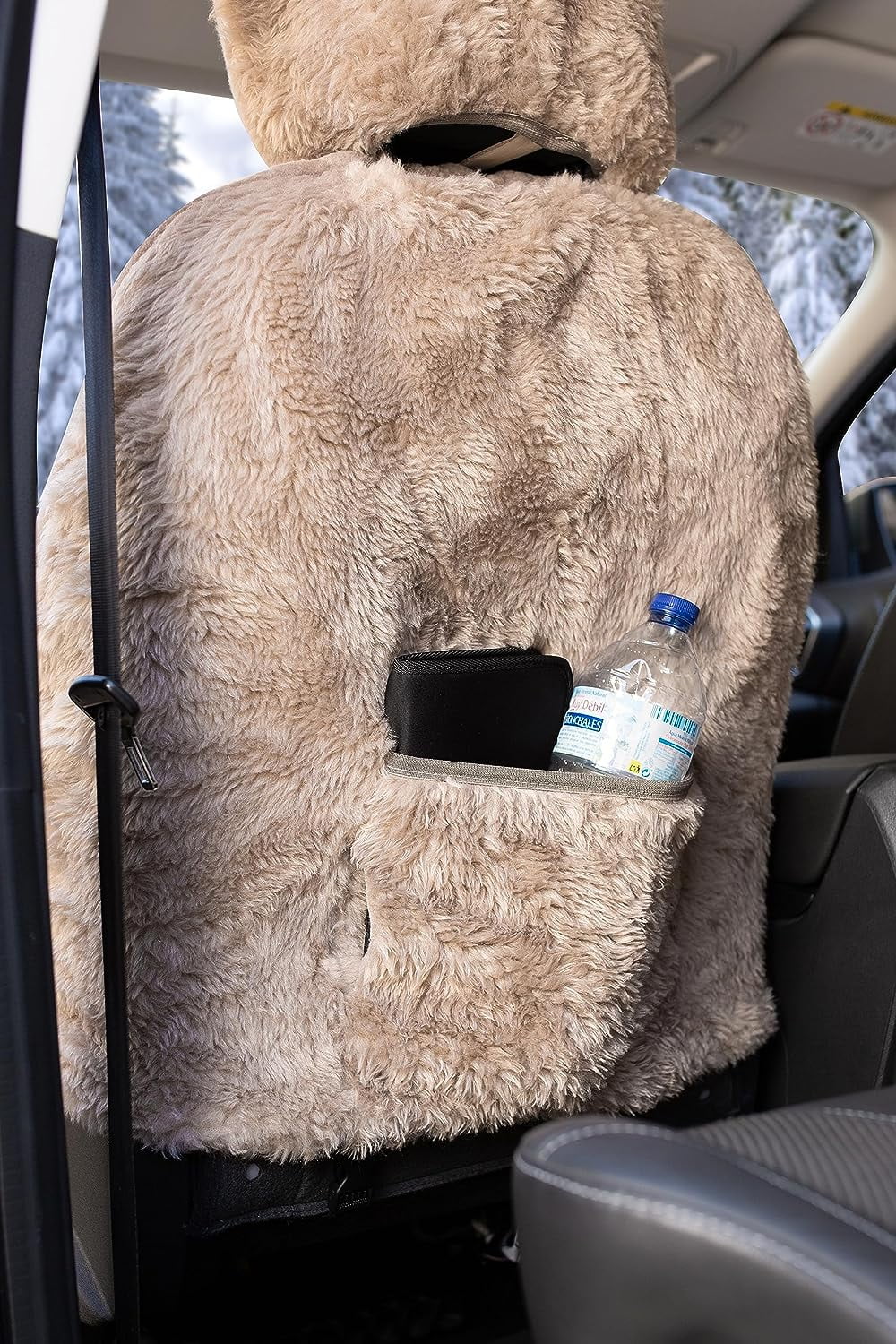 Zone Tech Genuine Sheepskin Ivory Car Seat Cover, Fluffy Luxury Wool Front Seat Covers, Universal Fits Car, Truck, SUV, & Van