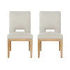GDF Studio Parkey Contemporary Fabric Upholstered Dining Chairs, Set of 2, Deep Gray and Weathered Natural