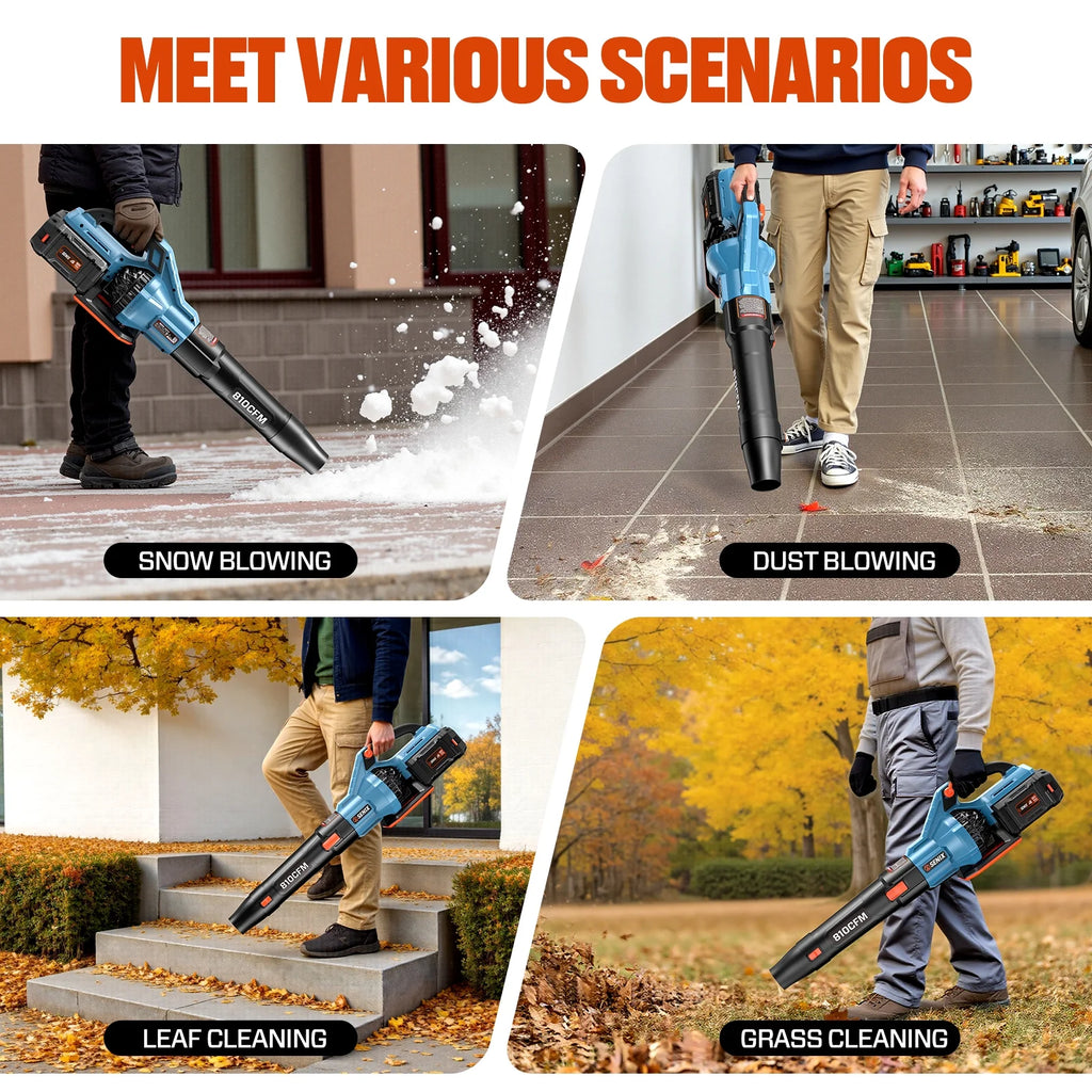 SENIX X6 60V Max* Brushless Cordless Leaf Blower with 4.0 Ah Battery and Charger, Variable Speed Up to 810CFM 170MPH, BLAX6-M1