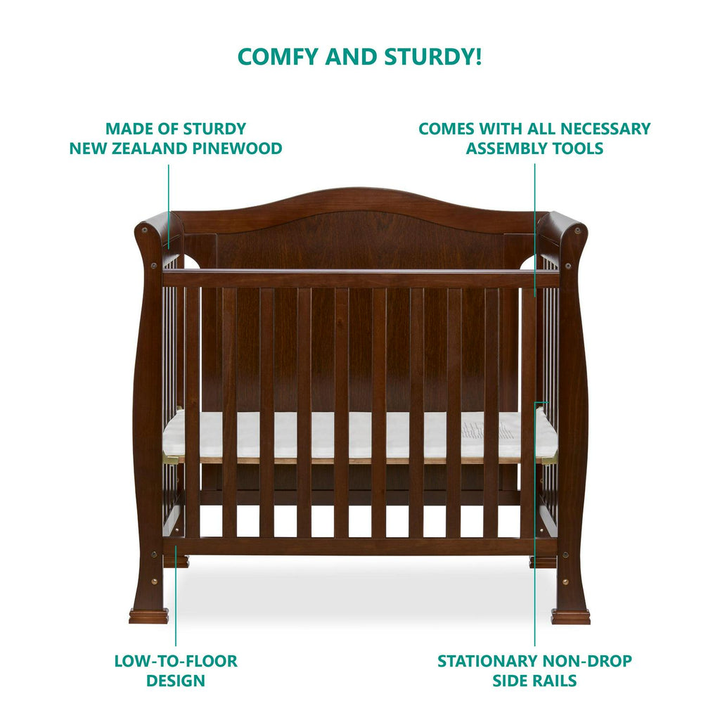 Dream On Me Naples Full Panel 4-in-1 Convertible Mini Crib. Espresso
