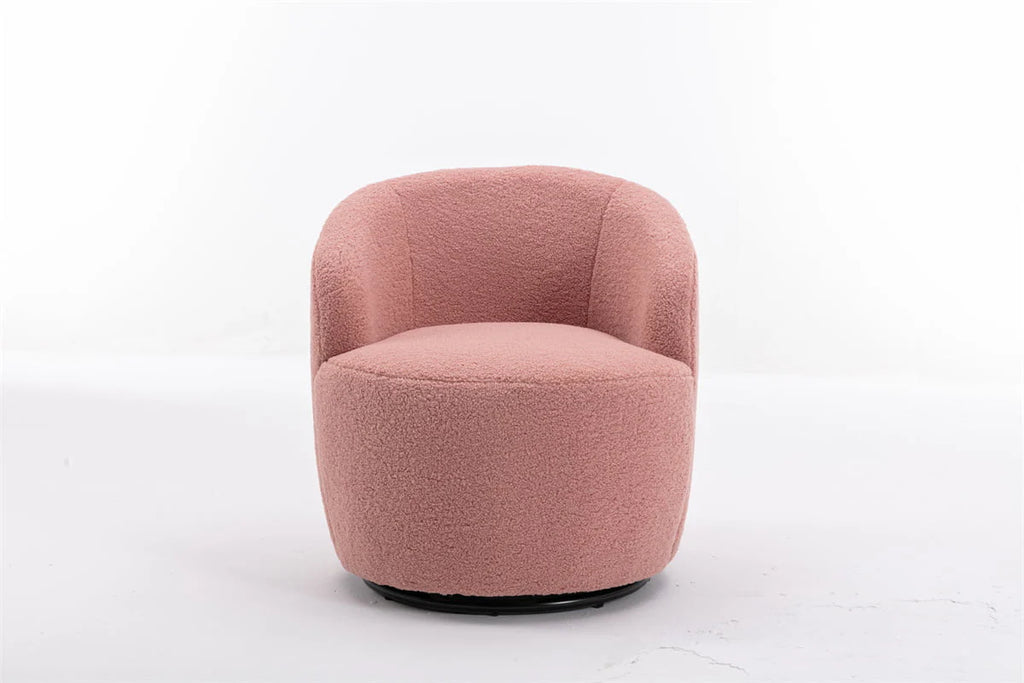 Swivel Accent Chair,Modern 360°Swivel Barrel Chair Leisure Chair,Accent Round Barrel Chair Reading Chair,Round Bucket Arm Chair with Comfy Tufted Back for Living Room Bedroom,Light Pink