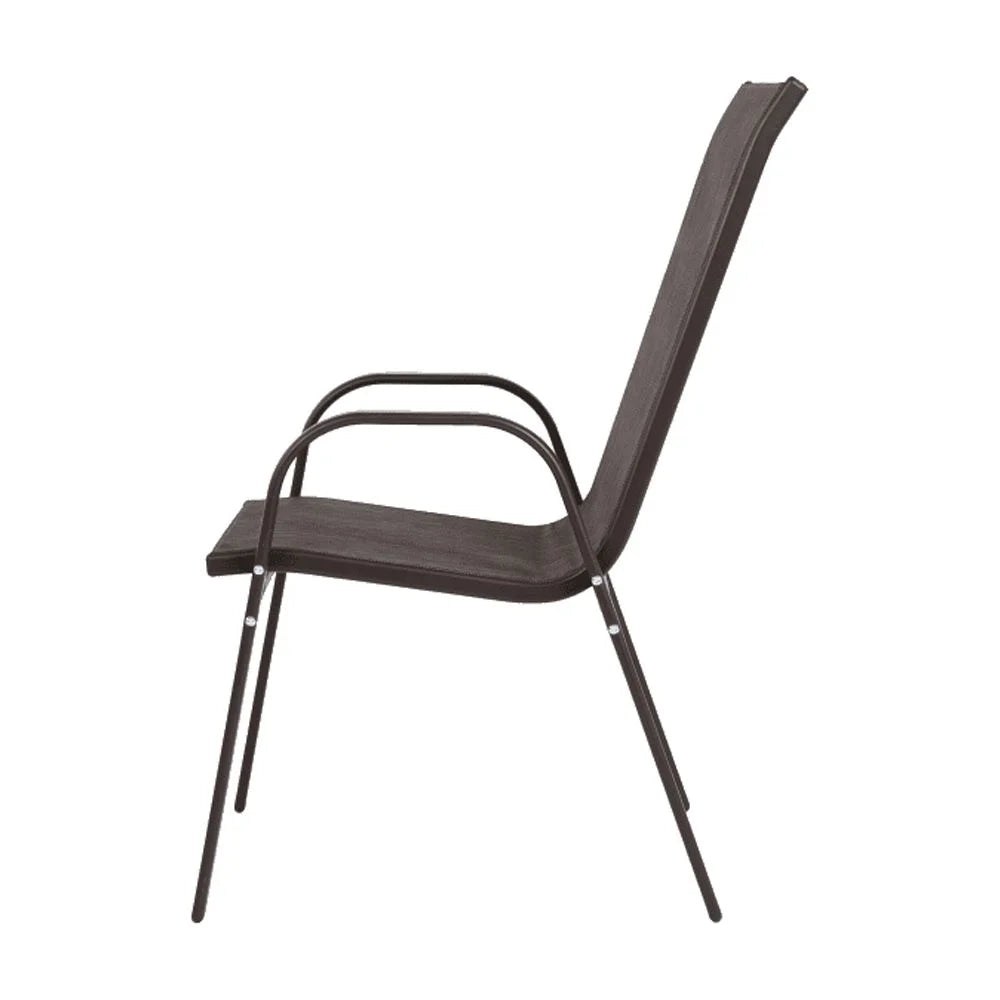 4 Piece Patio Chairs, Outdoor Camping Chairs with Breathable Textilene Fabric, Set of 2 Garden Chairs with Armrest High Backrest for Garden Patio Pool Beach Yard Space Saving ( Brown)