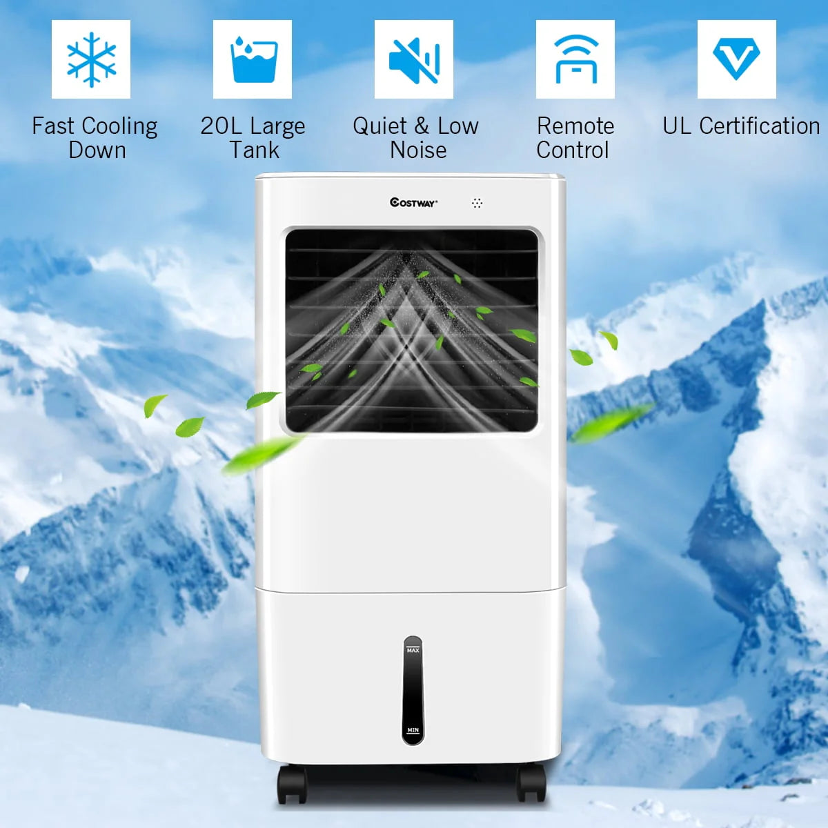 Costway Evaporative Portable Air Cooler Fan & Humidifier w/ Remote Control 7.5 Timer
