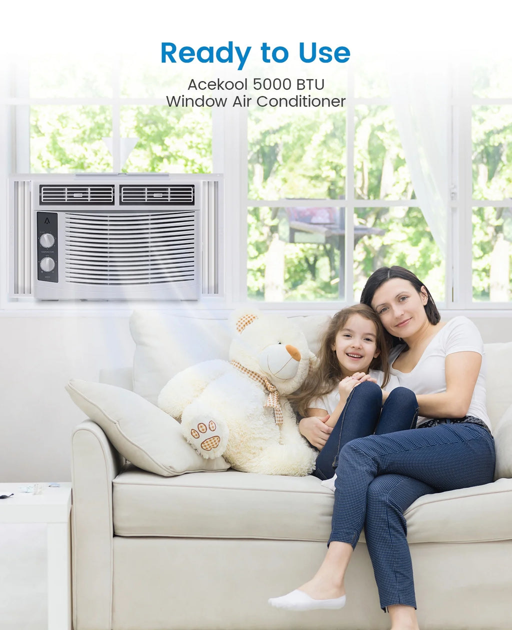 GAOMON 6000 BTU Window Air Conditioner, Cools Up to 350 Sq. Ft, Window AC Unit with Remote, 3 fan speeds, Sleep mode, Auto Restart, 24H Timer Window Air Conditioner, 115V/60Hz, White