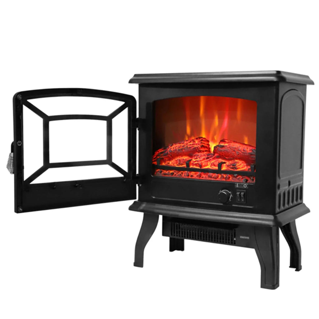 16.5''L 1400W Freestanding Fireplace, Stove Heater Auto-Shutoff, Fake Wood