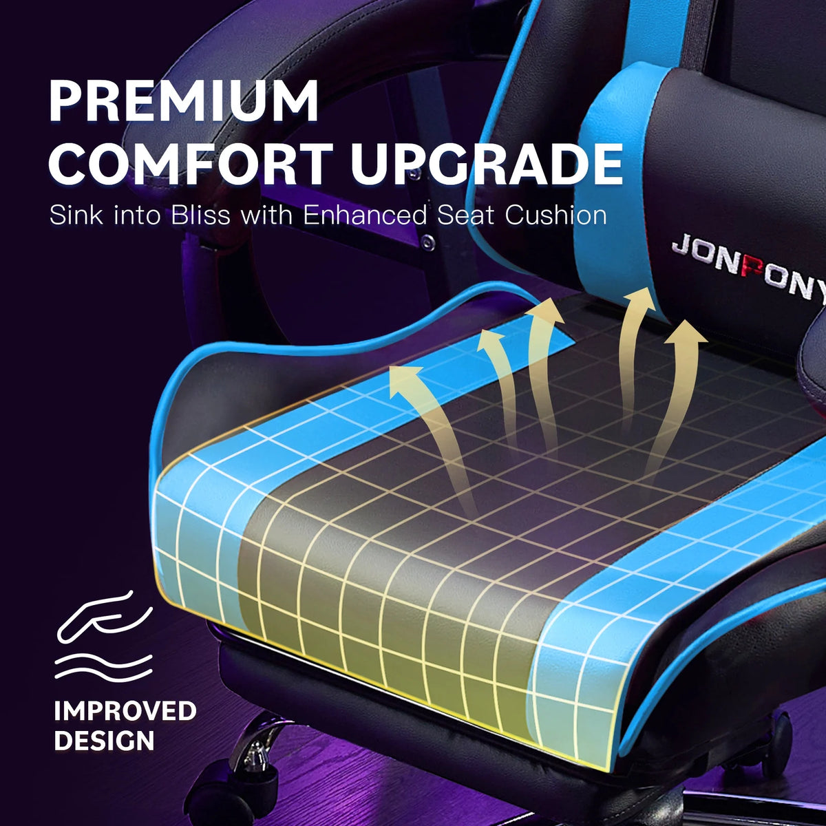 JONPONY Big and Tall Gaming Chair, Ergonomic Design, Gamer Chair PU Leather with Footrest and Lumbar Support, High Back Office Chair Support 8 Hours Long Sitting, Computer Chair,Black Grey