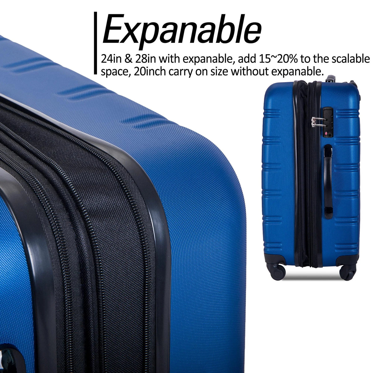3 Piece Luggage Set Hardside Spinner Hardshell Suitcase with TSA Lock 4-Wheel Upright Luggage for 360 Degree Movement (20/24/28), Purple